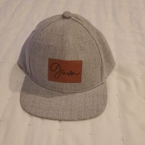 Textured Gray and Brown Snapback Hat with Gavin Leather Patch